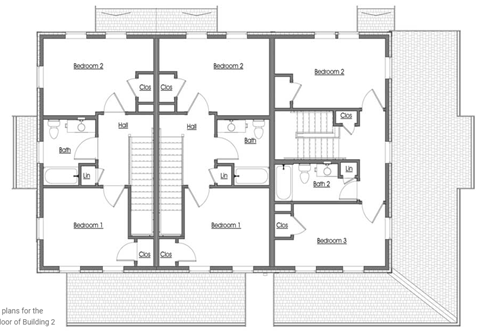Floor plan for 3 beds, 2 baths